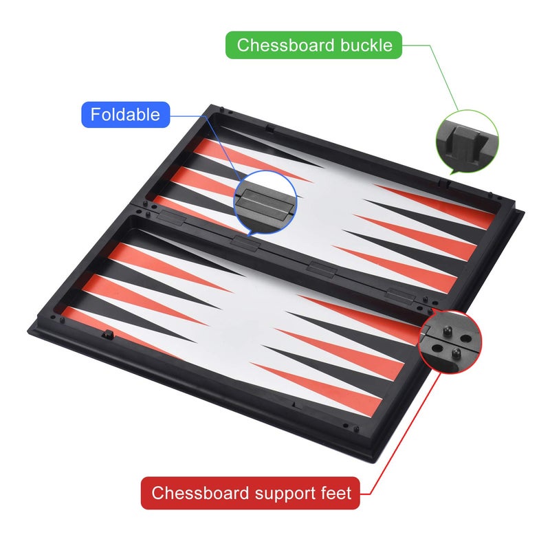 QuadPro 3 in 1 Magnetic Chess Checkers Backgammon Board Game Set with 12.5 Inch Folding Board Travel Games for Kids and Adults (Chess: Gold & Silver) - Image 5